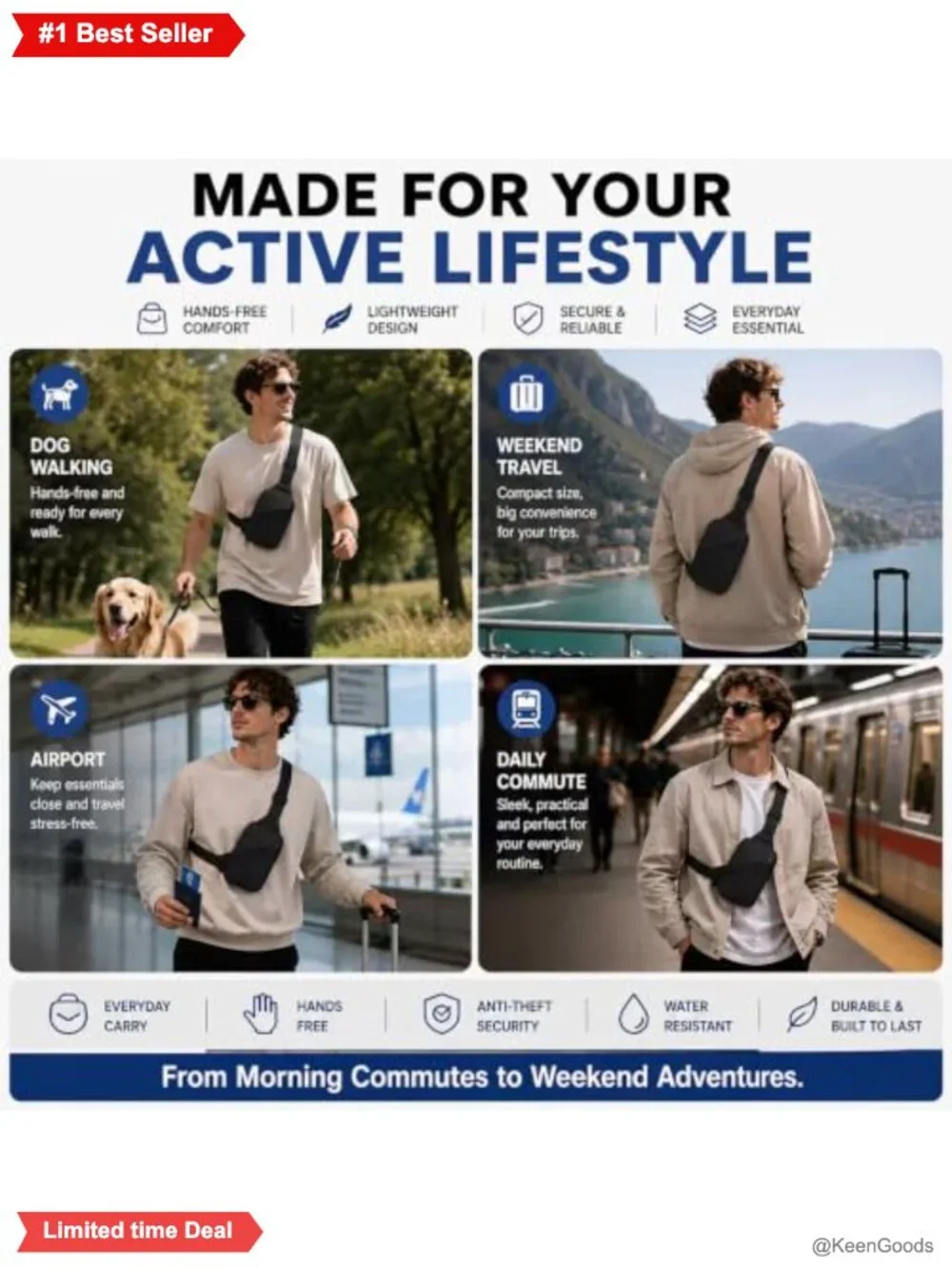 Mini Crossbody Sling Bag Men Women Small Phone Chest Bag Travel